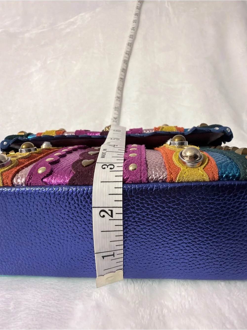 Kurt Geiger Kensington Multicolor Studded Flap Bag with Chain Strap - Picture 10 of 10